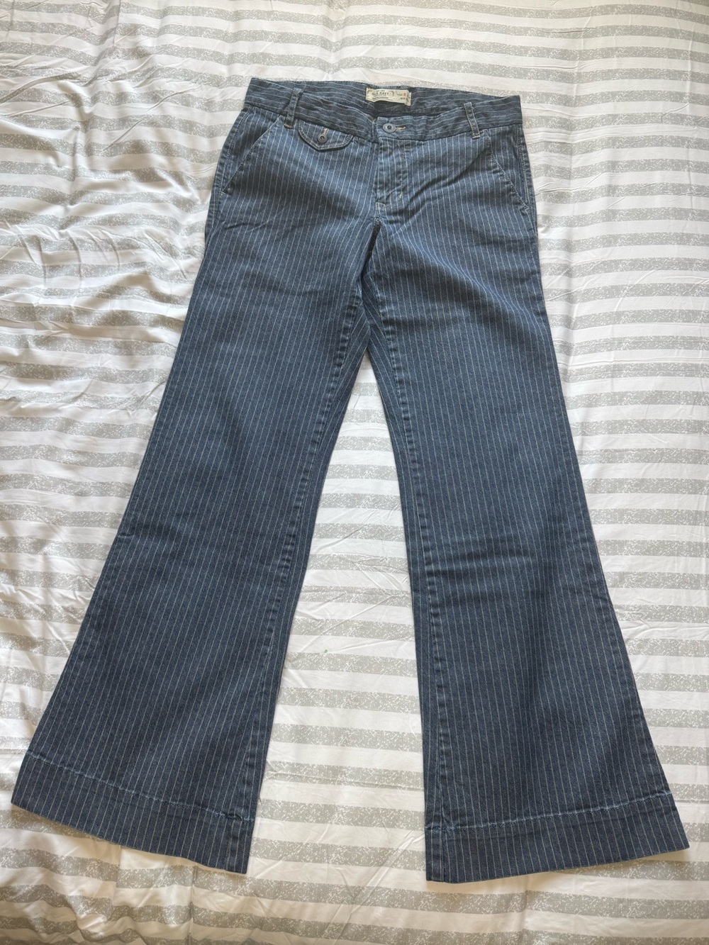 Pinstripe Wide-Leg  Denim Pants